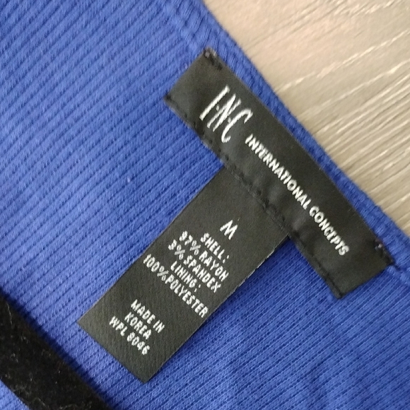 INC International Concepts Dark Royal Blue 3/4 Sleeve Top - Picture 4 of 10